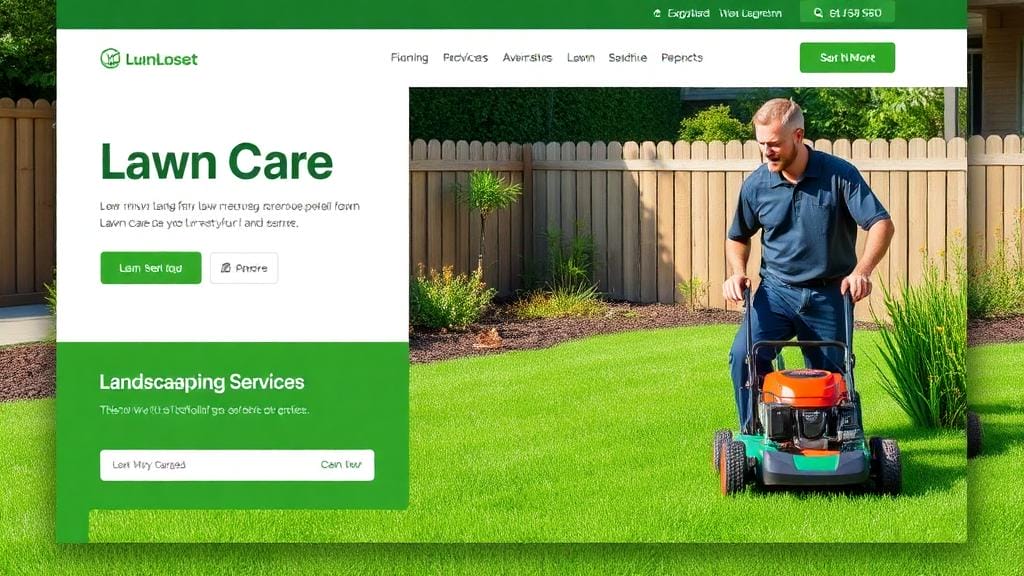 Man mowing lawn for landscaping services.